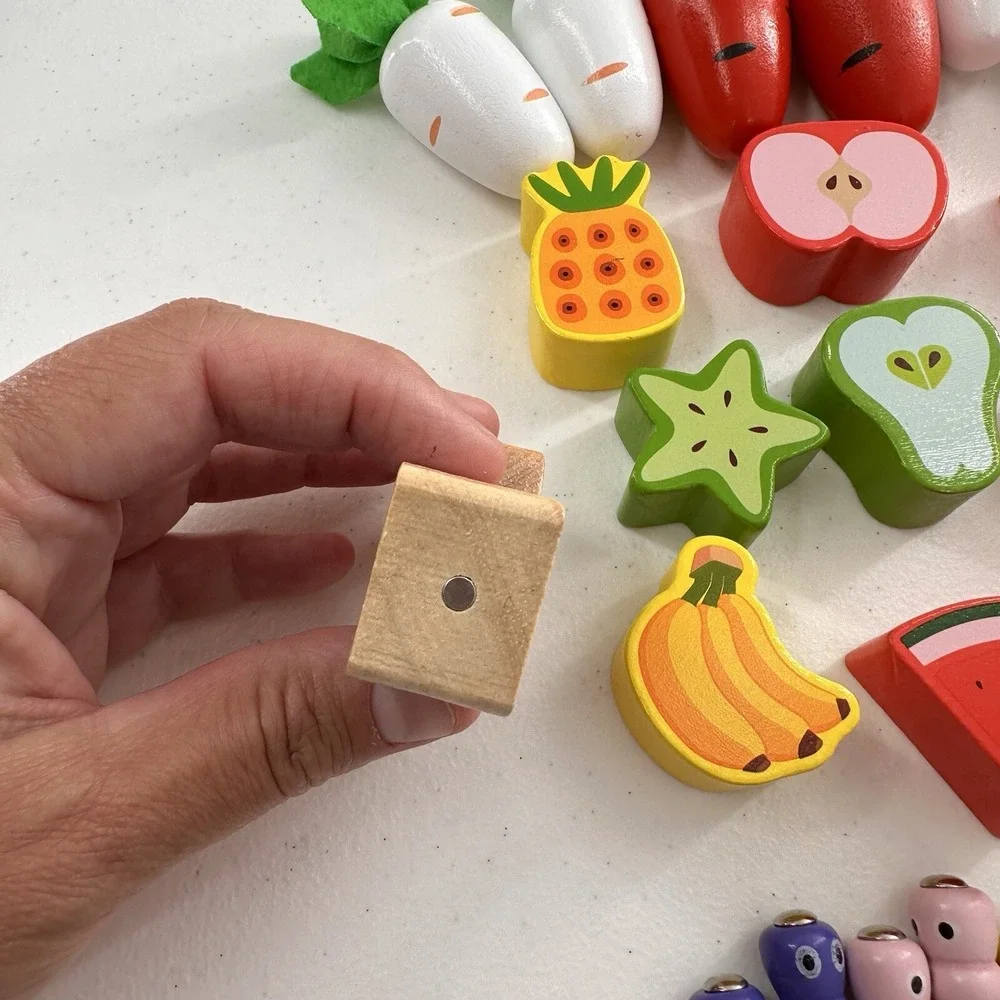 Montessori Educational Wood Food Pieces Rabbit Farm Shape Sorter Educational Toy